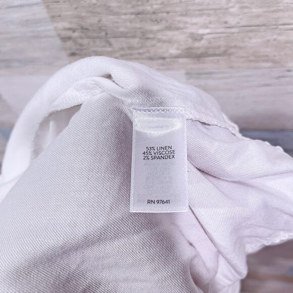 J Jill Linen Stretch Button Hem Ankle Pants White High Rise Womens Medium - Picture 8 of 8